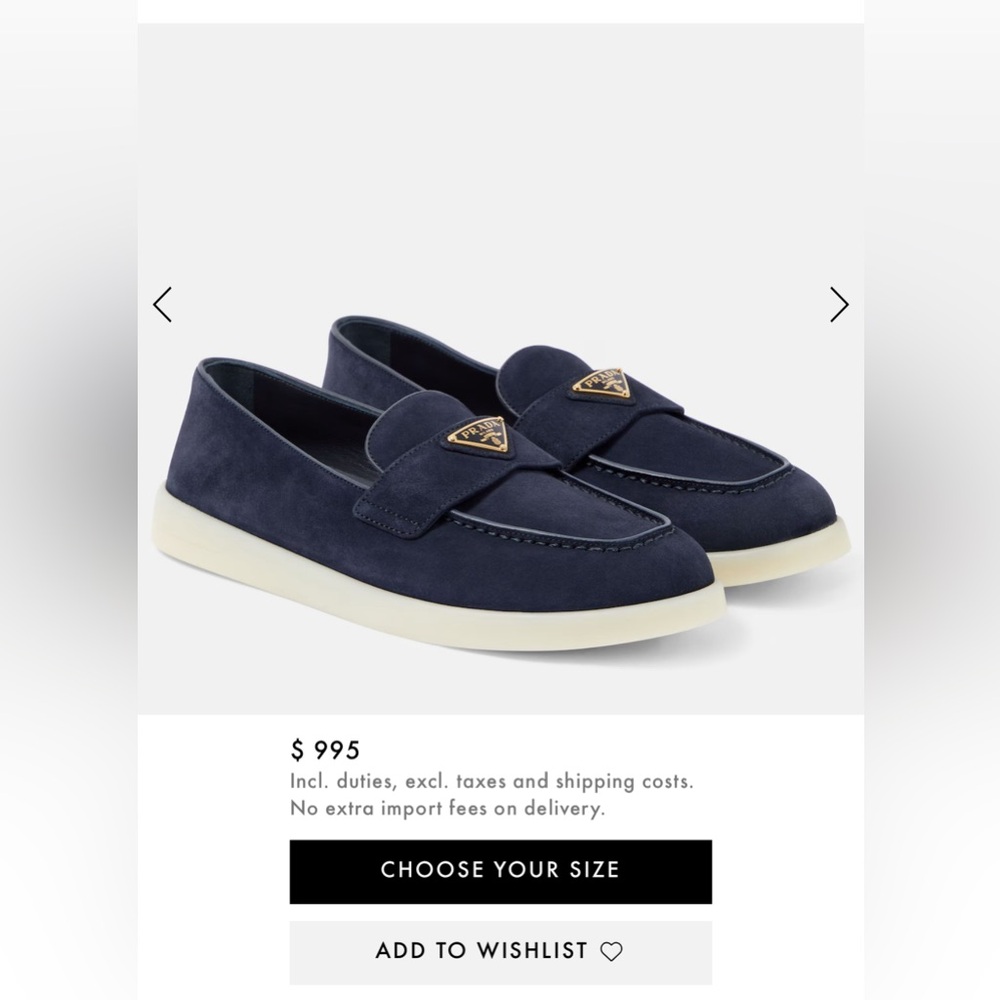 Prada Navy Suede Slip-On Loafers with Cream Platform Soles - Picture 7 of 7